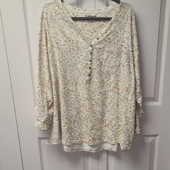Chico's Tops - Ruff Hewn Cream, Orange, Yellow Floral Blouse Cottagecore 3X